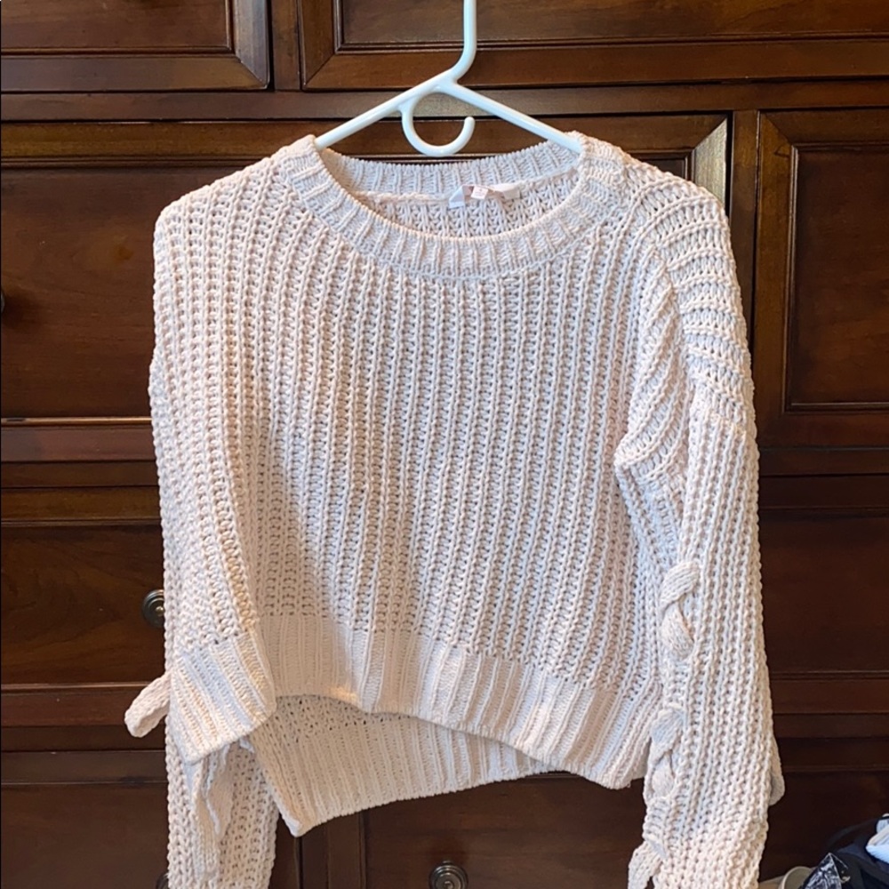 Pink Sweater with Bow Detail